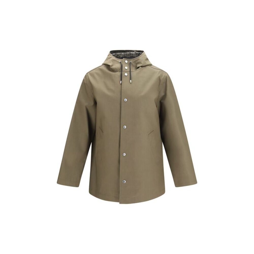 Fendi Men Mackintosh Fabric Hooded Jacket